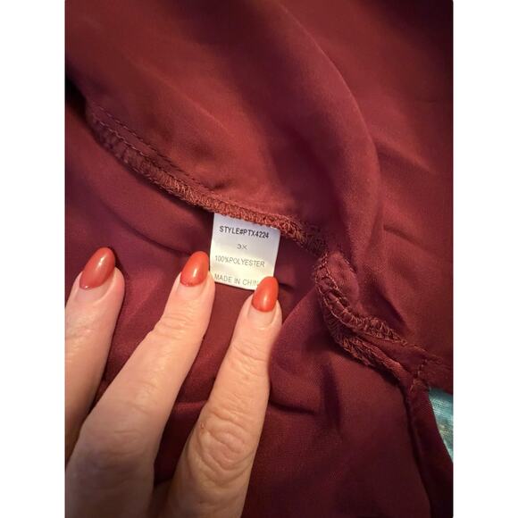 PaperMoon Red Silky Top - Size 3X - Picture 8 of 8